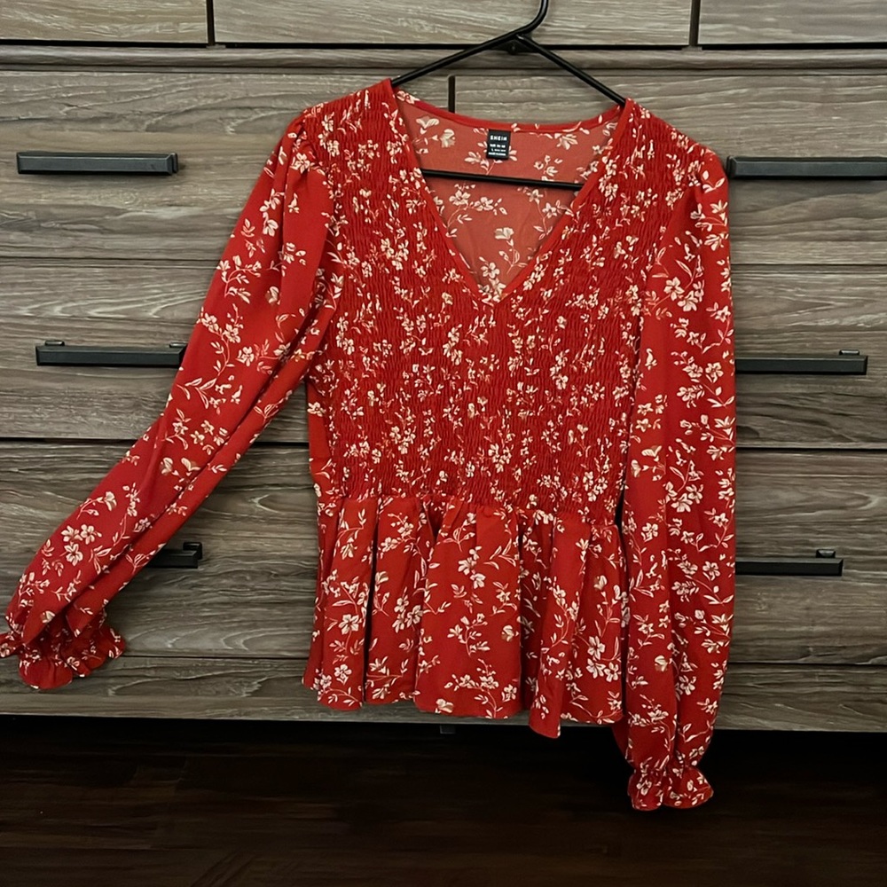 SHEIN Long Sleeve Peplum Top